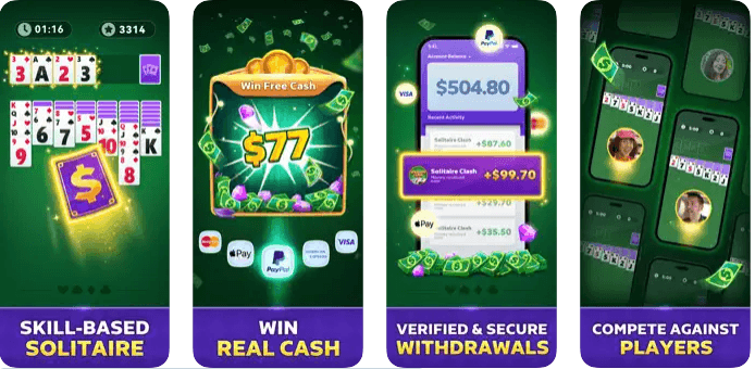 افضل 9 ألعاب لربح المال PayPal لعام 2025: للايفون والاندرويد- 3 لعبة Solitaire Clash